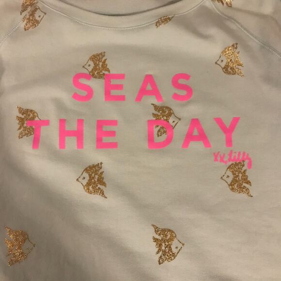 Lilly Pulitzer Braydon Pullover UPF 50+ Pink Sunset Seas the Day Graphic - MED - Picture 5 of 11